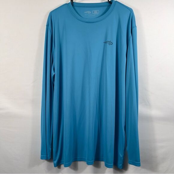 Reel Life Men's Sun Defender Lightweight Long Sleeve UV Tee Aqua Blue 0697 - Picture 1 of 8